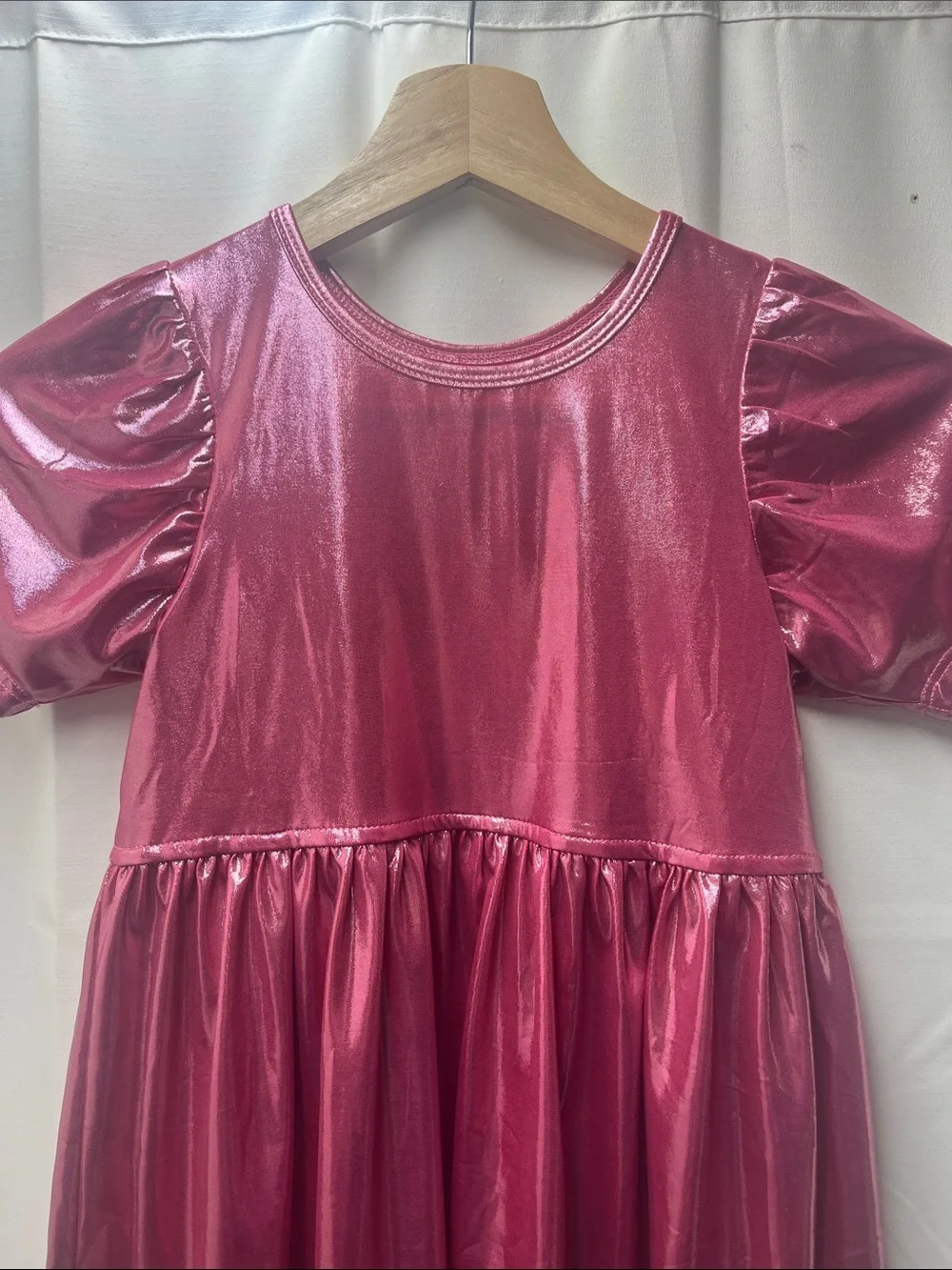 Pink Chicken Metallic Pink Shimmer Lame Steph Dress- Size 7Y - Picture 3 of 5